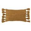 Coussin Rectangle Ocre À Pompons