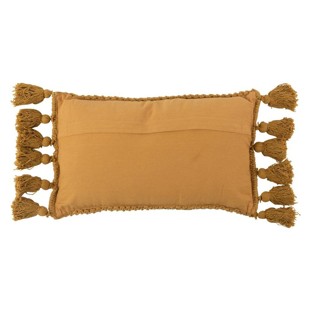 Coussin Rectangle Ocre À Pompons - Designix