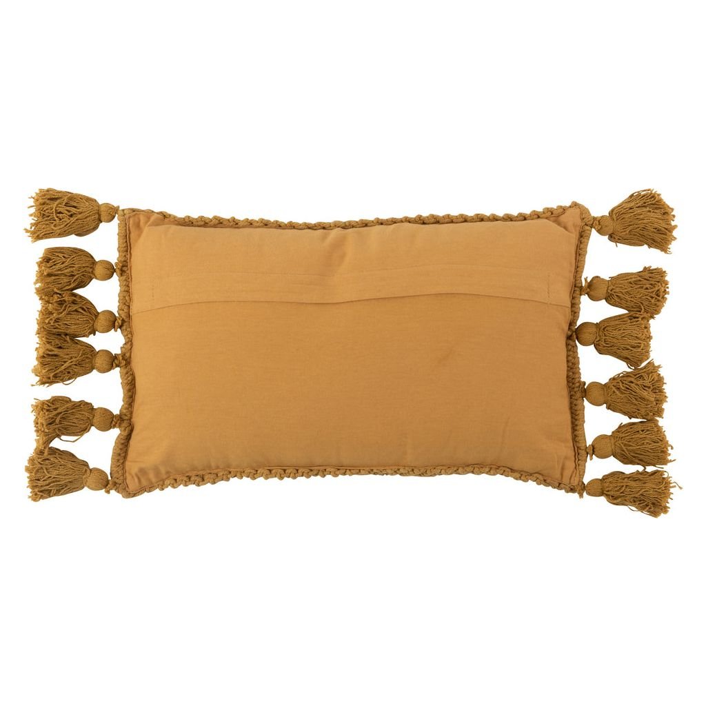 Coussin Rectangle Ocre À Pompons - Designix