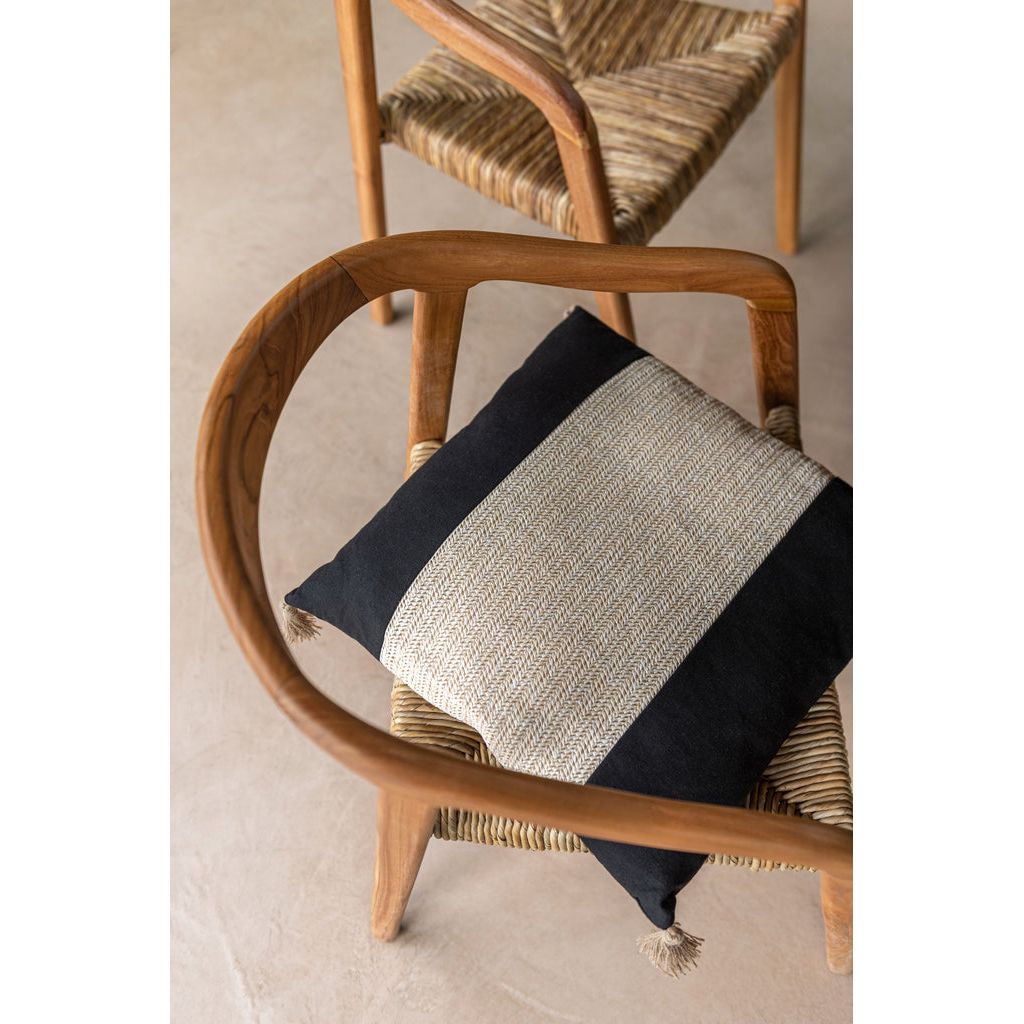 Coussin Tissé Noir Polyester - Designix