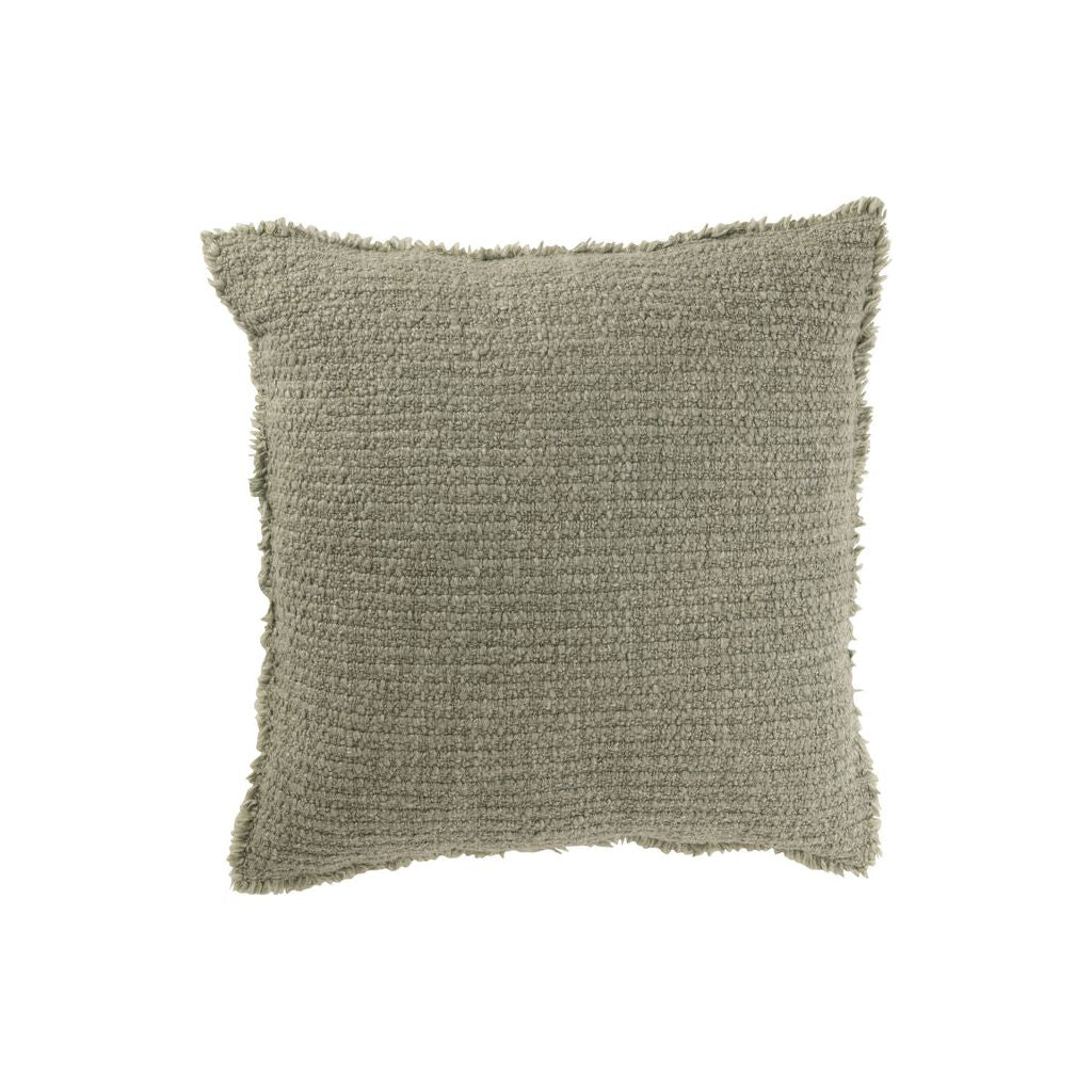 Coussin Vert Effiloché Coton Polyester - Designix
