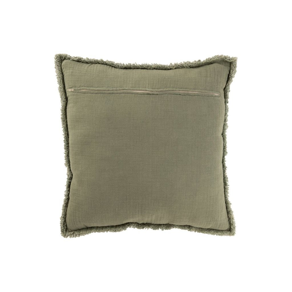 Coussin Vert Effiloché Coton Polyester - Designix