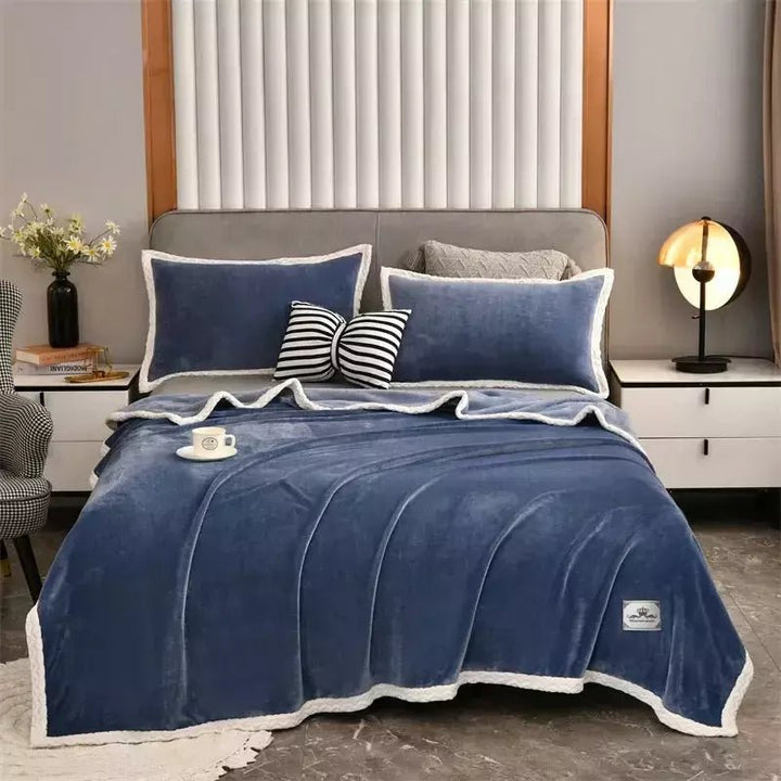 Couverture Légère et Chaude en Peluche - Designix Couette Bleu 180x200cm(71x79pouce)