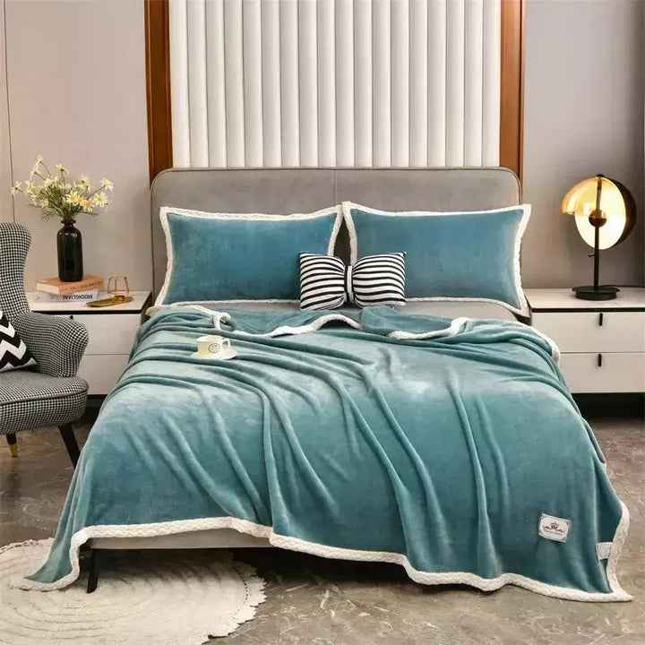 Couverture Légère et Chaude en Peluche - Designix Couette Cyan 180x200cm(71x79pouce)