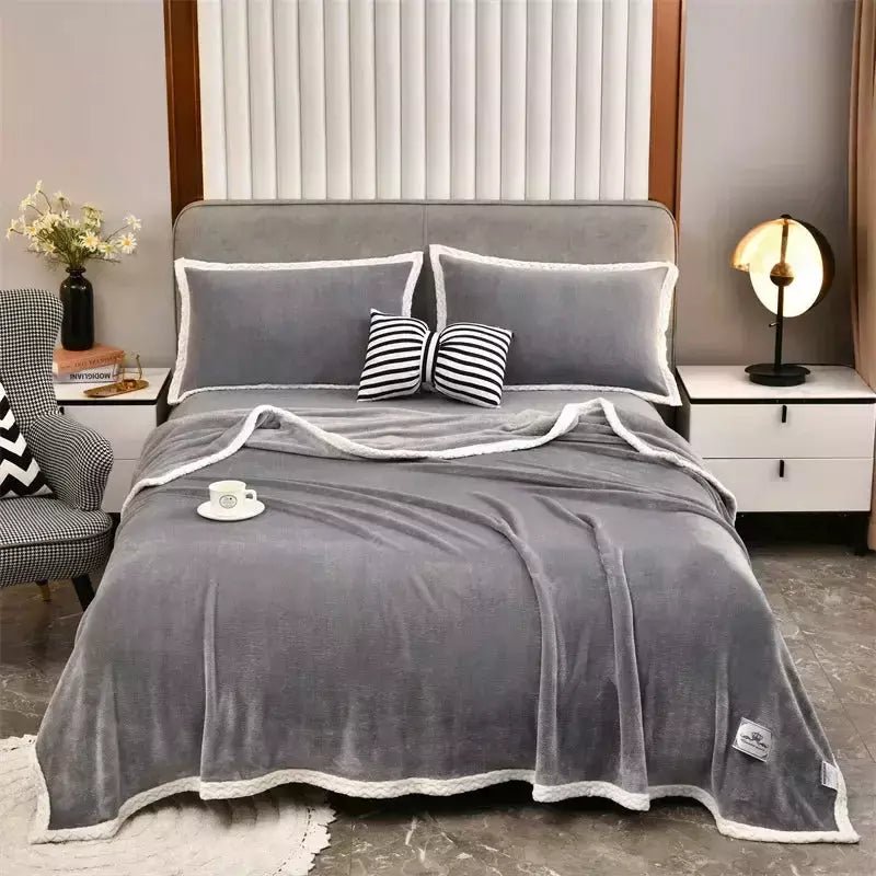 Couverture Légère et Chaude en Peluche - Designix Couette Gris 180x200cm(71x79pouce)