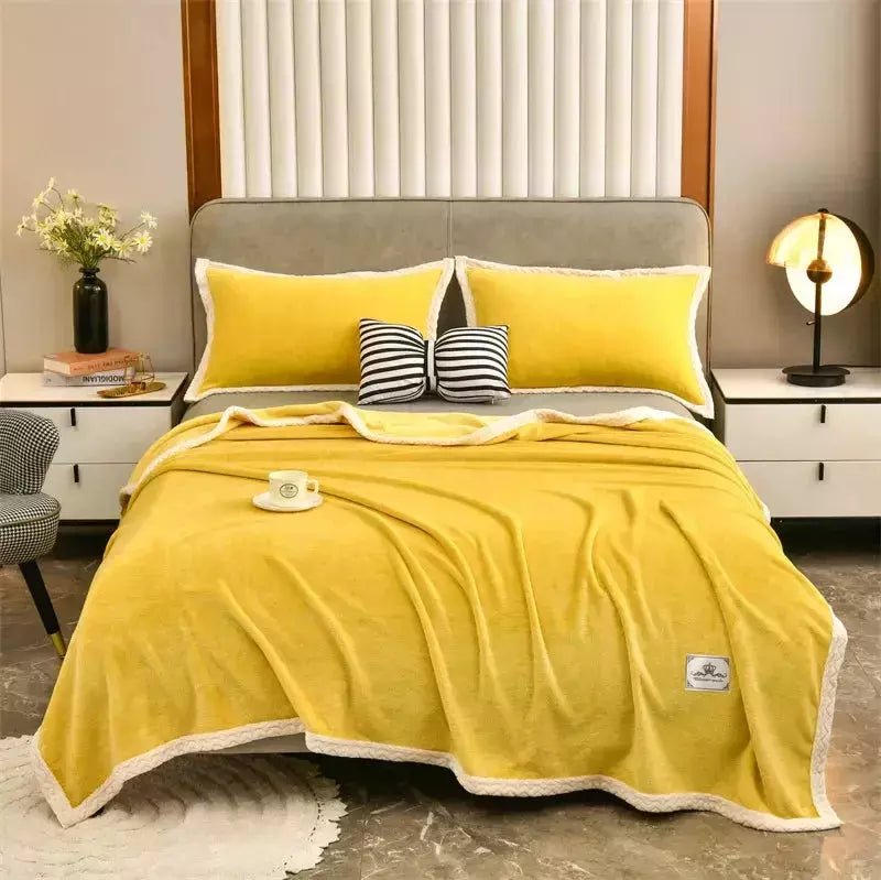 Couverture Légère et Chaude en Peluche - Designix Couette Jaune 180x200cm(71x79pouce)