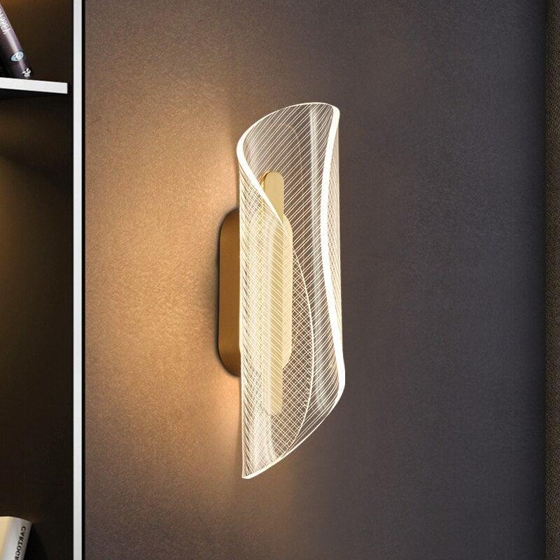 Creative Design Led Wall Light Fixture For Bedroom Modern Luxury Gold Acrylic Lampshade Home Decor Bedside TV Backdrop Lamp | Designix - 0    - https://designix.fr/