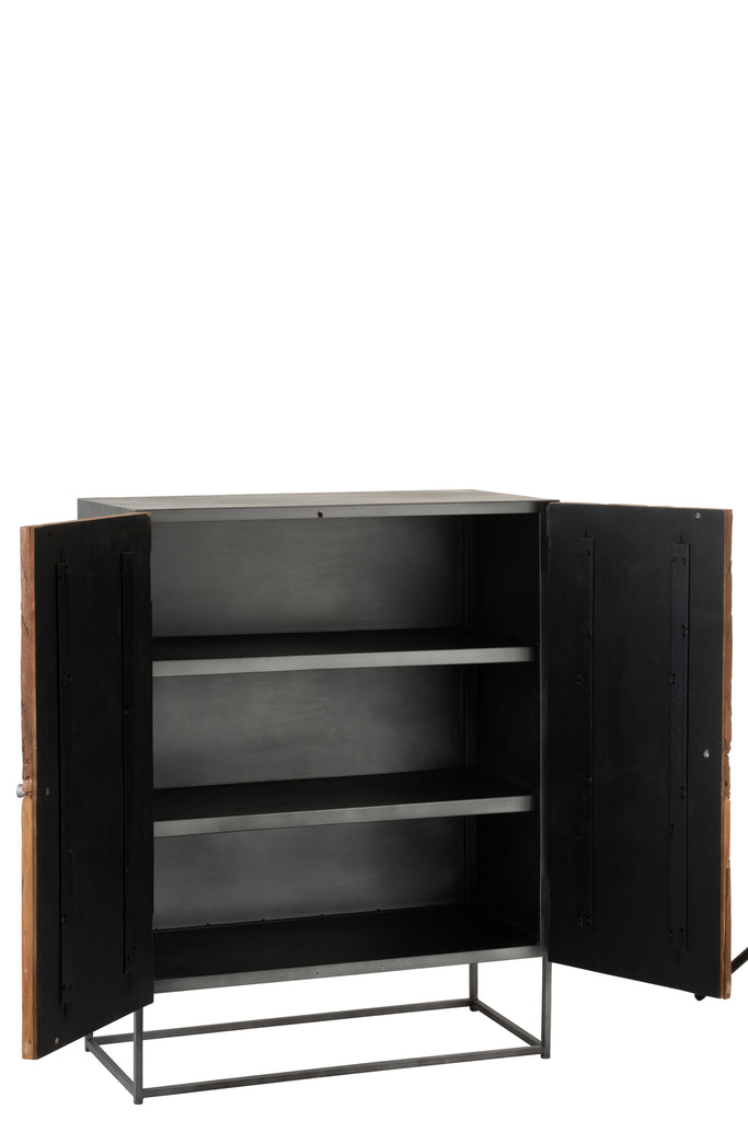 Armoire Shanil 2 portes bois/fer naturel/gris | Designix -     - https://designix.fr