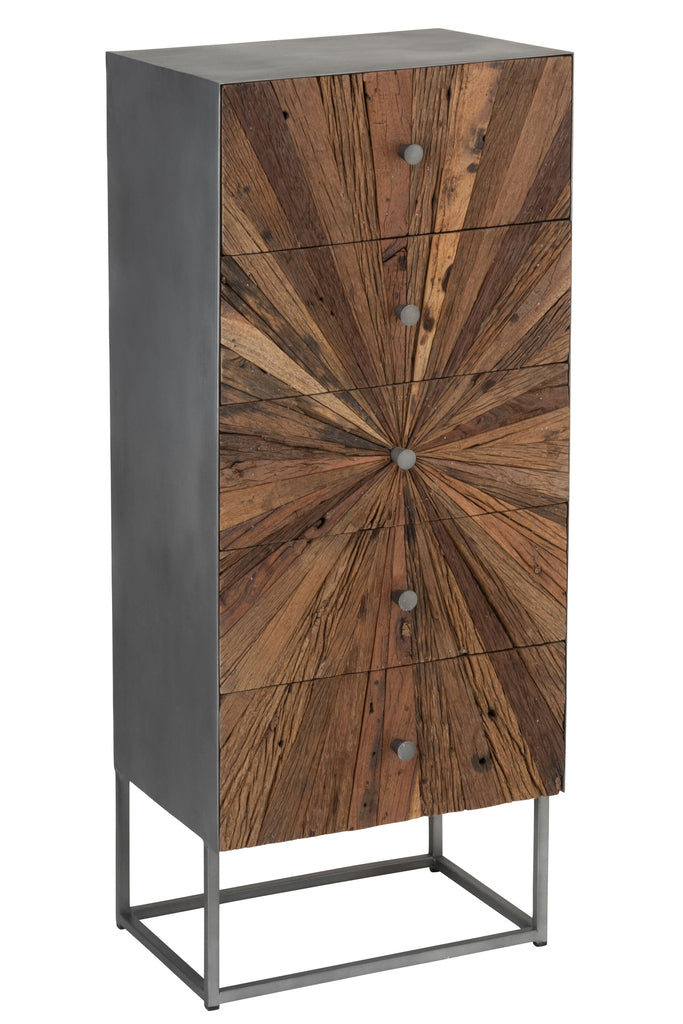 Armoire Shanil 5 tiroirs bois/fer naturel/gris | Designix -     - https://designix.fr