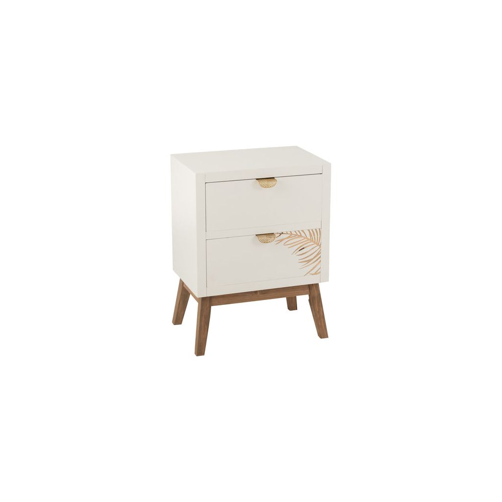 Armoire 2 tiroirs en bois MDF blanc/naturel | Designix -     - https://designix.fr