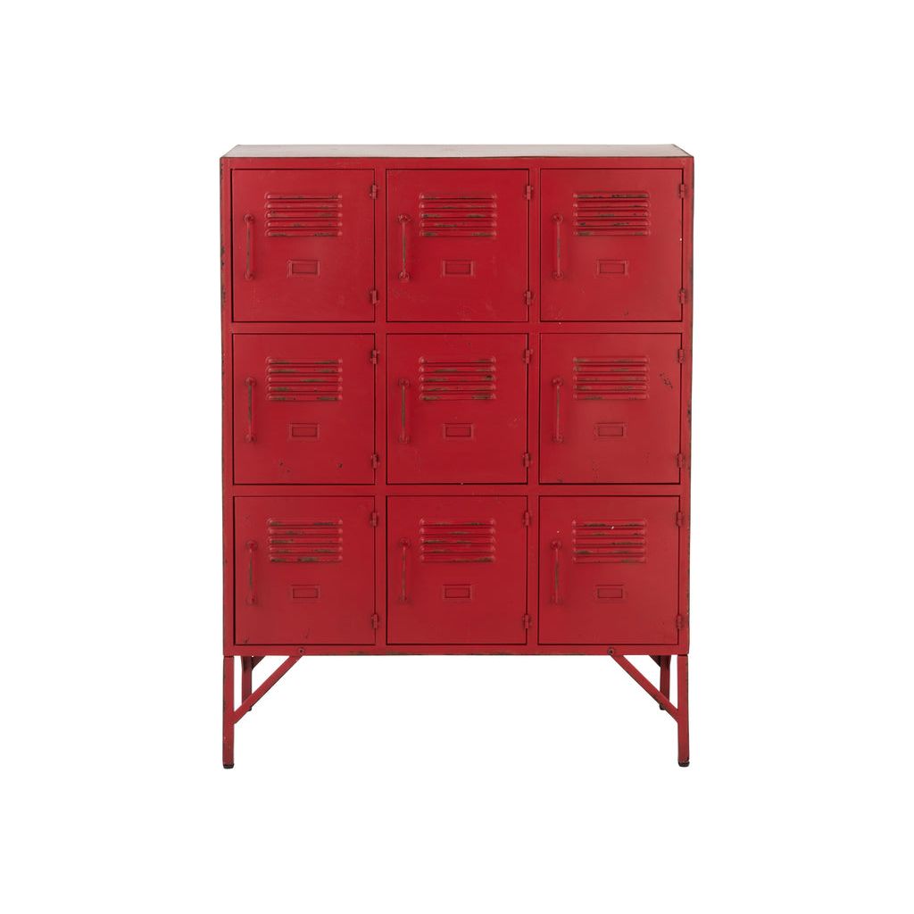 Armoire 9 tiroirs en métal rouge | Designix -     - https://designix.fr