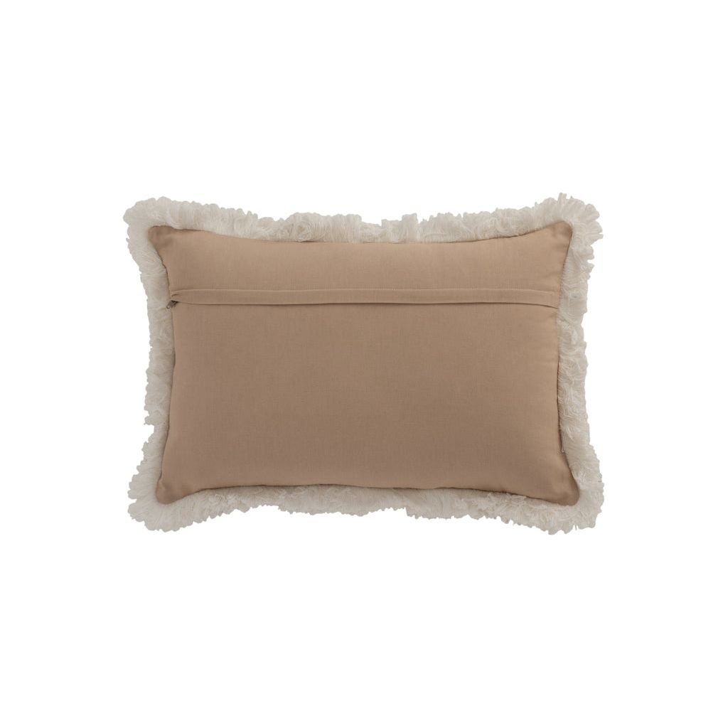 Coussin rectangulaire à motif de pièces en jute naturel/beige | Designix -     - https://designix.fr