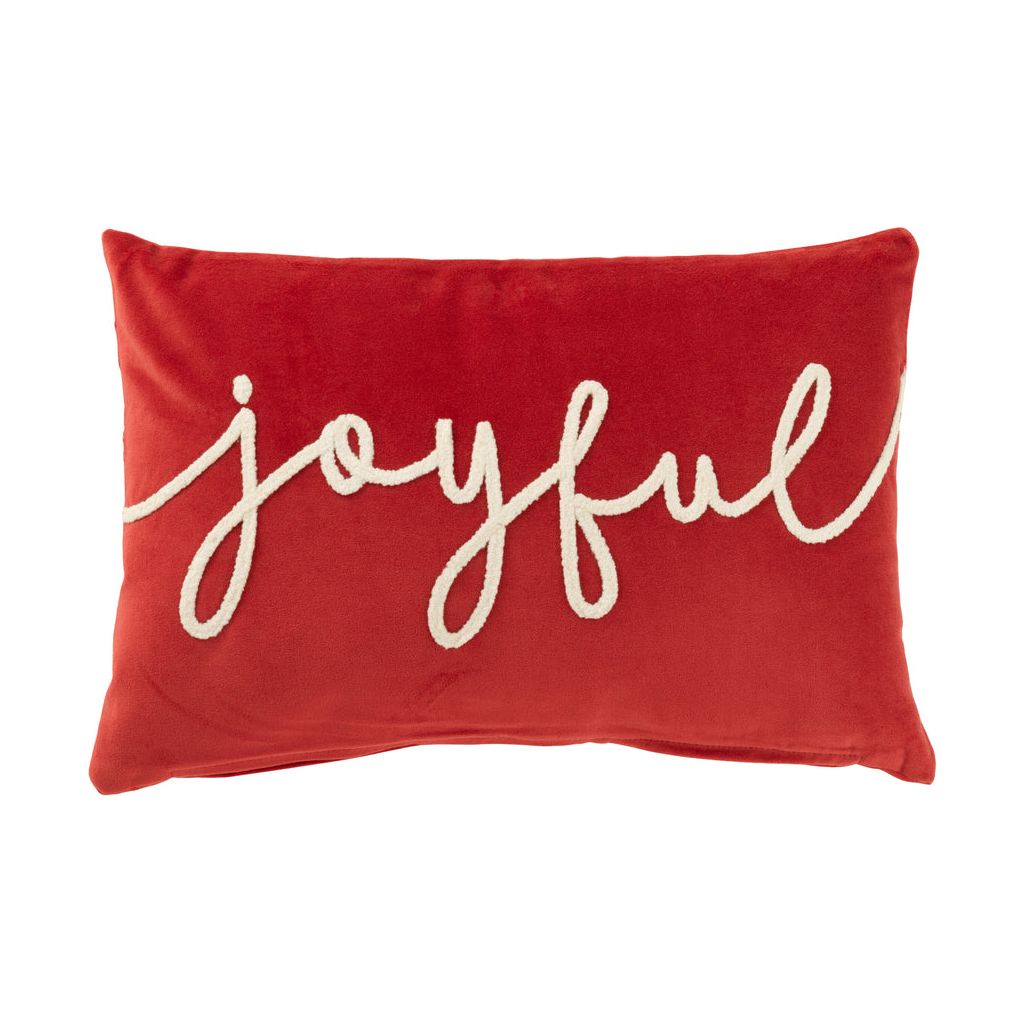 Coussin rectangle en velours joyeux rouge/blanc | Designix -     - https://designix.fr