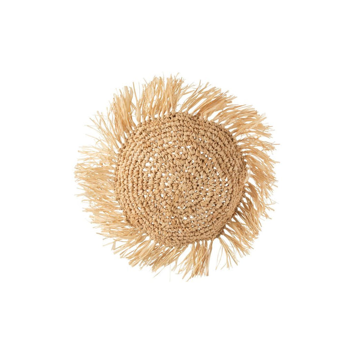 Coussin rond en raphia naturel | Designix -     - https://designix.fr