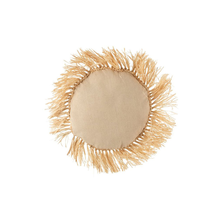 Coussin rond en raphia naturel | Designix -     - https://designix.fr