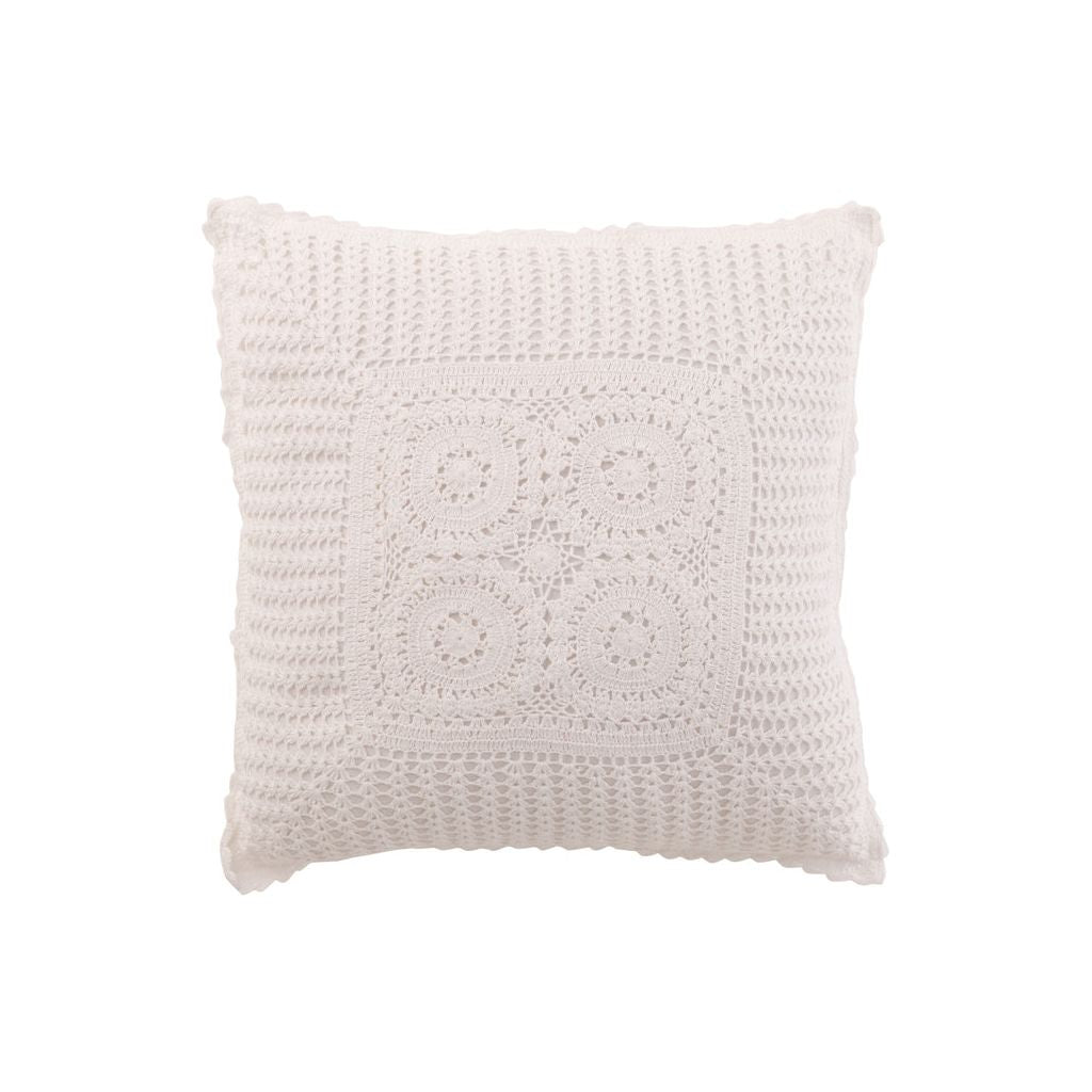 Coussin carré en dentelle de coton blanc | Designix -     - https://designix.fr