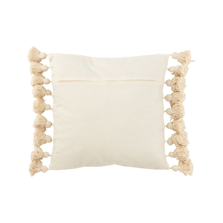 Coussin à pompon en coton beige carré | Designix -     - https://designix.fr