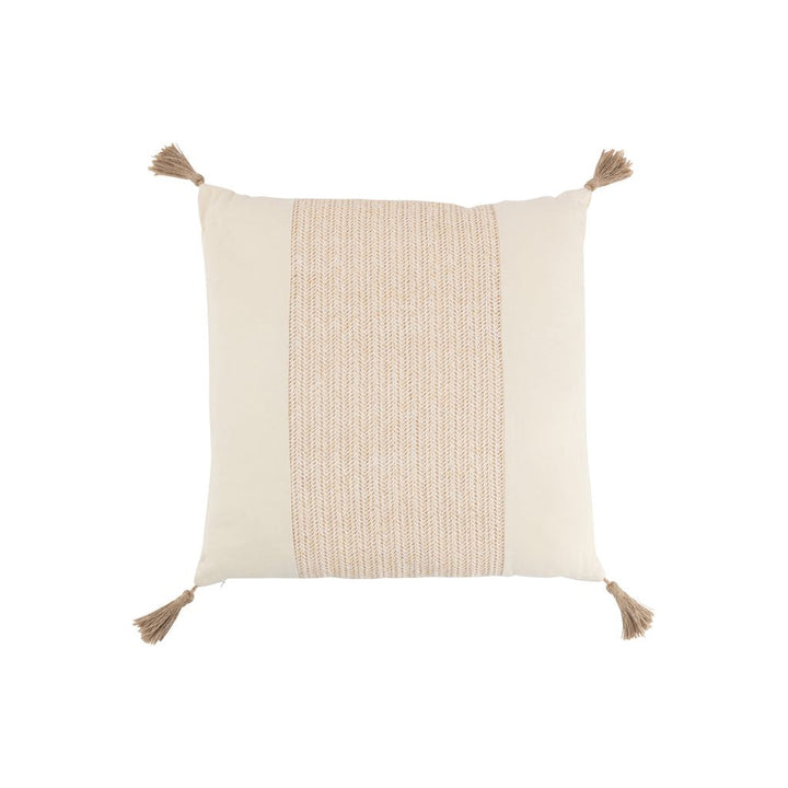 Coussin carré en polyester tissé beige | Designix -     - https://designix.fr