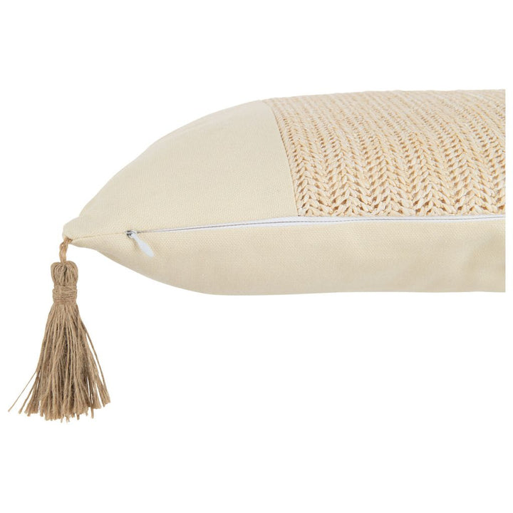 Coussin carré en polyester tissé beige | Designix -     - https://designix.fr