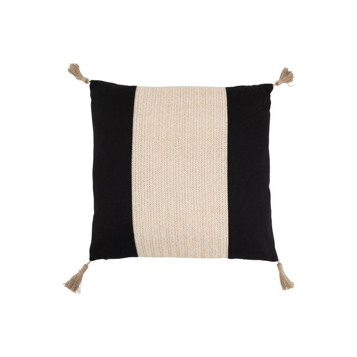 Coussin carré tissé en polyester noir | Designix -     - https://designix.fr