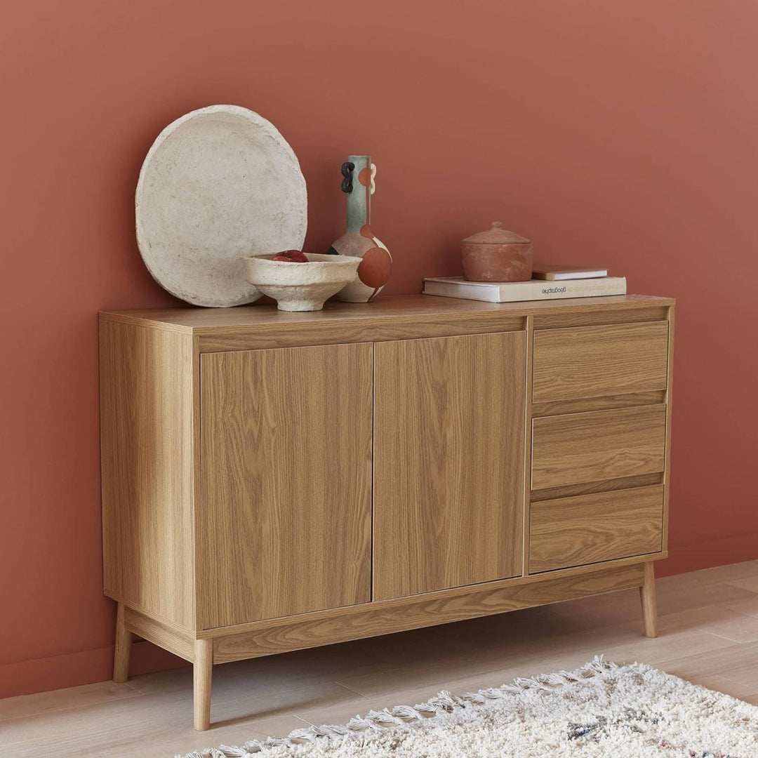 Alice'S Home - Buffet En Décor Bois 2 Portes Et 3 Tiroirs L 120 X L 39 H 76Cm - Dune | Designix - Amazon    - https://designix.fr/