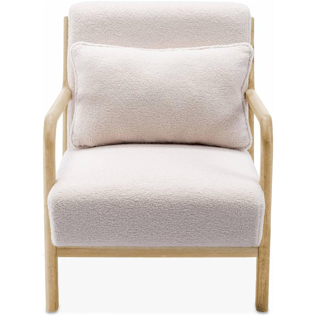 Alice'S Home - Fauteuil À Bouclettes Blanches. Bois Et Tissu. 1 Place Droit Fixe. Pieds Compas Scandinave. Structure En Bois Solide. Assise Confortable | Designix -     - https://designix.fr/