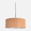 Suspension liège naturel, abat-jour cylindrique noir, hauteur réglable | Sparkled Light