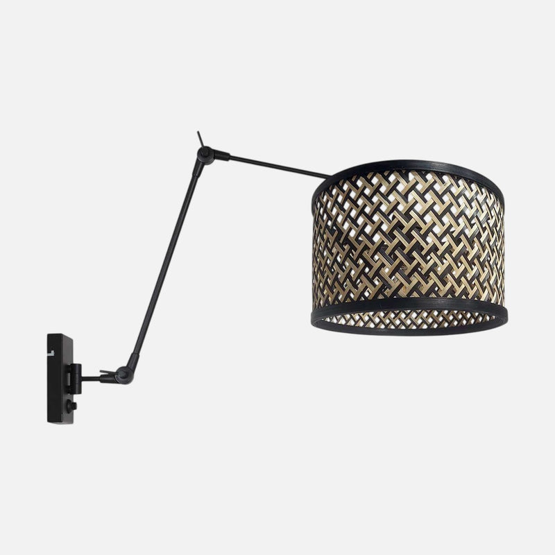 Applique murale liseuse bambou, bras articulé noir Ø 30 cm | Yumé