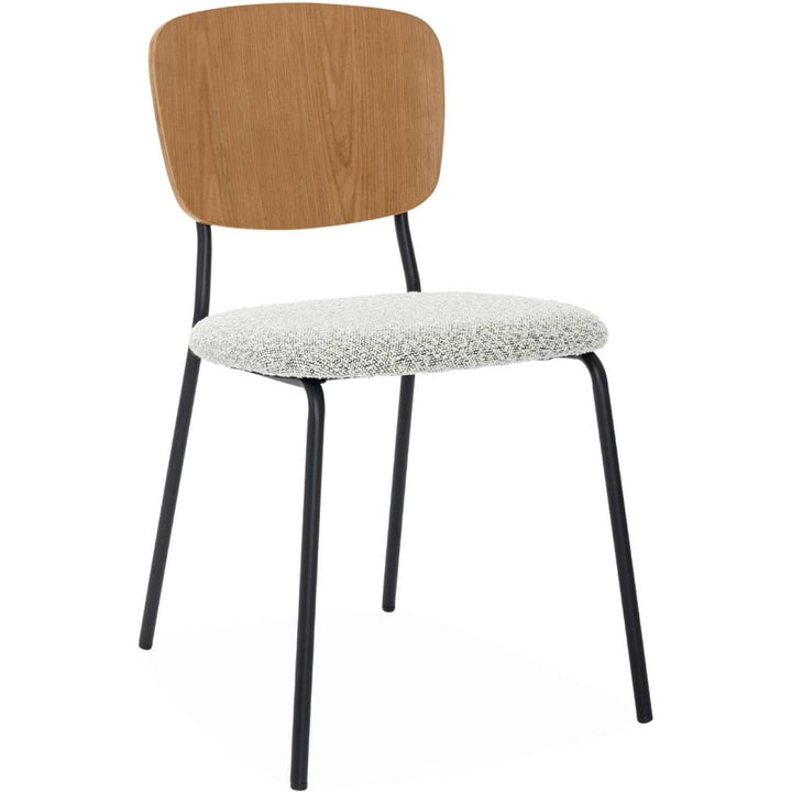 Alice'S Home - Lot De 2 Chaises Assise Bouclette Texturée Blanche. Dossier Bois De Peuplier Courbé. Pieds En Métal Noir Mat | Designix - Amazon    - https://designix.fr/