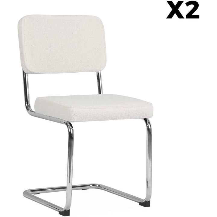 Alice'S Home - 2 Chaises Cantilever - Maja - À Bouclettes Couleur Crème 46 X 54.5 X 84.5Cm | Designix - Amazon    - https://designix.fr/