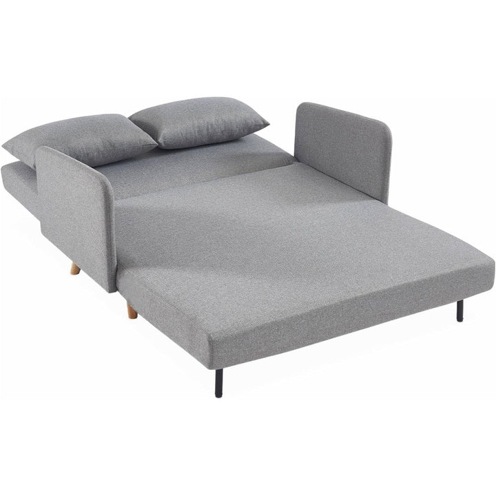 Alice'S Home - Canapé Convertible En Tissu - Panam - 2 Places Scandinave. Pieds Bois Clair. Gris Clair. Banquette. Dossier Inclinable | Designix -     - https://designix.fr/