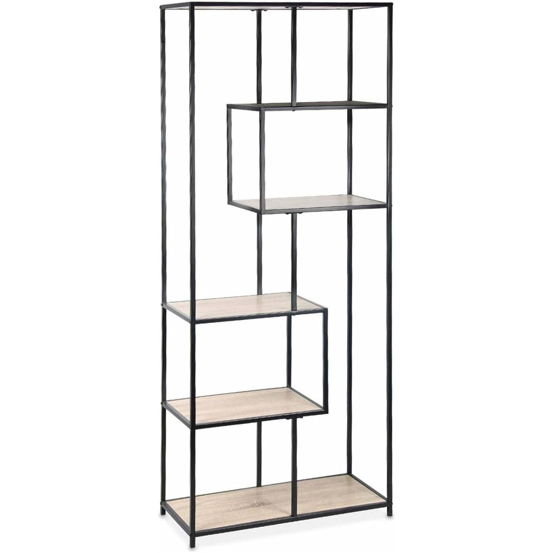 Alice'S Home - Etagère En Métal Noir Et Décor Bois - Loft - Bibliothèque 6 Niveaux. L 77 X L 33 X H 185Cm | Designix - Amazon    - https://designix.fr/