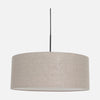 Suspension lin gris, abat-jour tambour Ø 50 cm sur monture noire, salle à manger | Sparkled Light