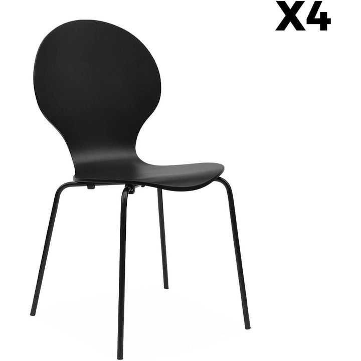 "Chaises Noires Rétro Empilables" | Designix - 3333    - https://designix.fr/