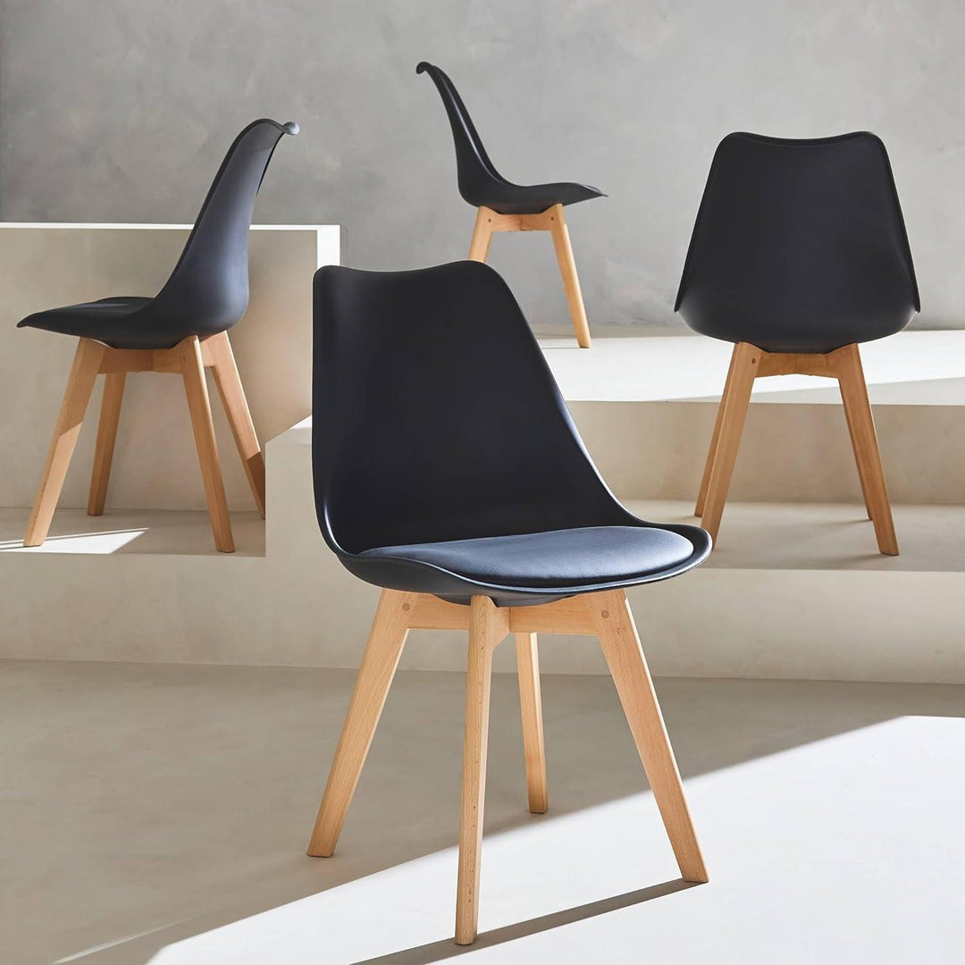 Alice'S Home - Lot De 4 Chaises Scandinaves. Pieds Bois De Hêtre. Chaise 1 Place. Noirs | Designix - Amazon    - https://designix.fr/