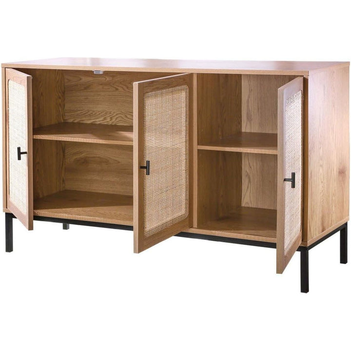 Calicosy - Buffet 3 Portes - Collection Jaya - Panneaux De Particules - Façade En Cannage Rotin - Style Exotique - Pour Salon, Salle À Manger - L120 Cm X P40 Cm X H72 Cm | Designix - Amazon    - https://designix.fr/