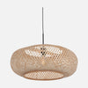 Suspension bambou naturel, abat-jour rond tressé Ø 60 cm, hauteur réglable | Maze