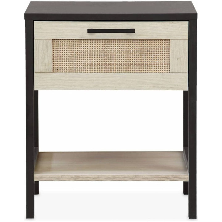 Alice'S Home - Lot De 2 Tables De Chevet. Noir Et Cannage 40 X 40 X 48Cm - Bianca - 1 Tiroir. 1 Étagère | Designix - Amazon    - https://designix.fr/