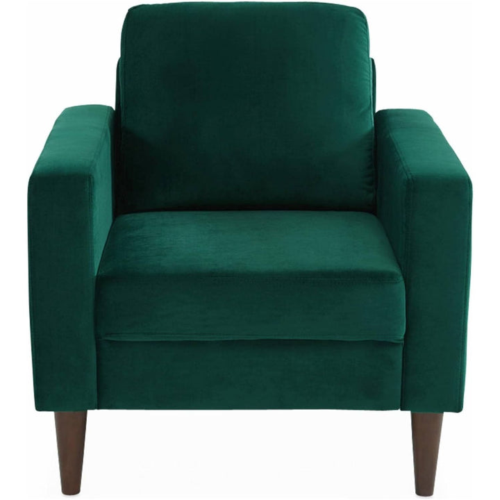 Alice'S Home - Fauteuil Scandinave En Velours Vert Anglais - Bjorn - Canapé 1 Place Fixe Droit Pieds Bois D'Hévéa Effet Bois De Noyer | Designix -     - https://designix.fr/