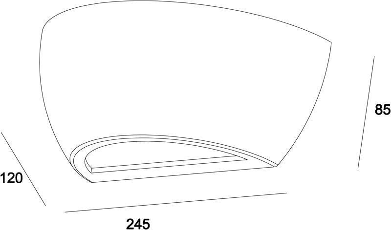 Schéma technique côté de l'applique : largeur 245, profondeur 120, hauteur 85.