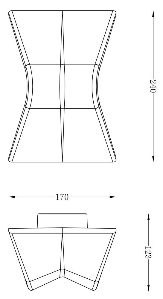 Schéma technique coté de l’applique avec dimensions 170 mm et 240 mm