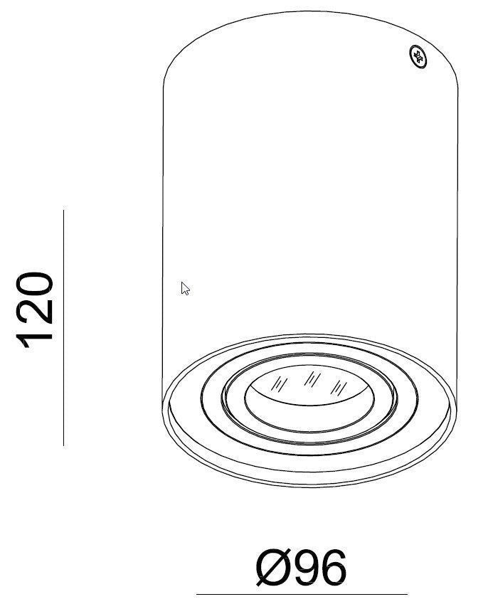 Schéma de dimensions indiquant 120 mm de hauteur et 96 mm de diamètre.