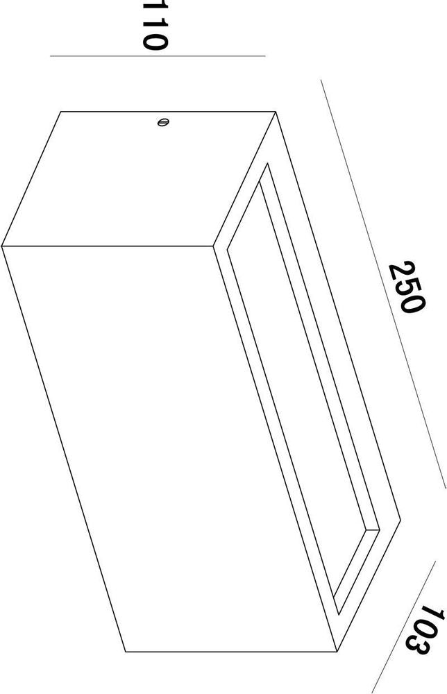 Schéma de dimensions de l'applique : 250, 110 et 103 millimètres