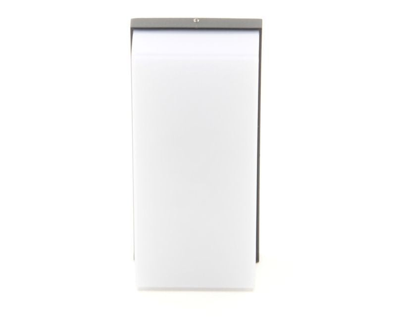 Vue frontale de l’applique rectangulaire blanche avec cadre gris fin