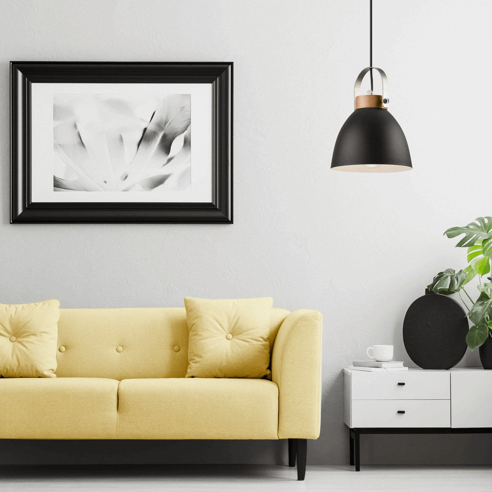 Suspension Vintage anthracite et bois