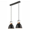 Suspension 2 lumières anthracite et bois
