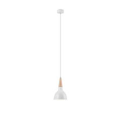 Suspension blanche et bois, 15 cm