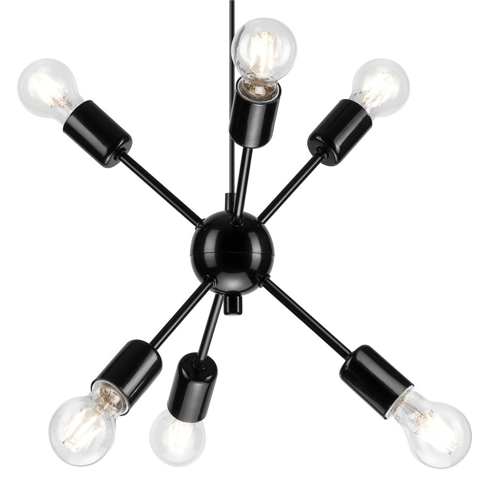 Suspension Vintage 6 lumières noire
