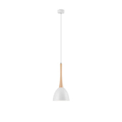 Suspension blanche et bois, 18,5 cm