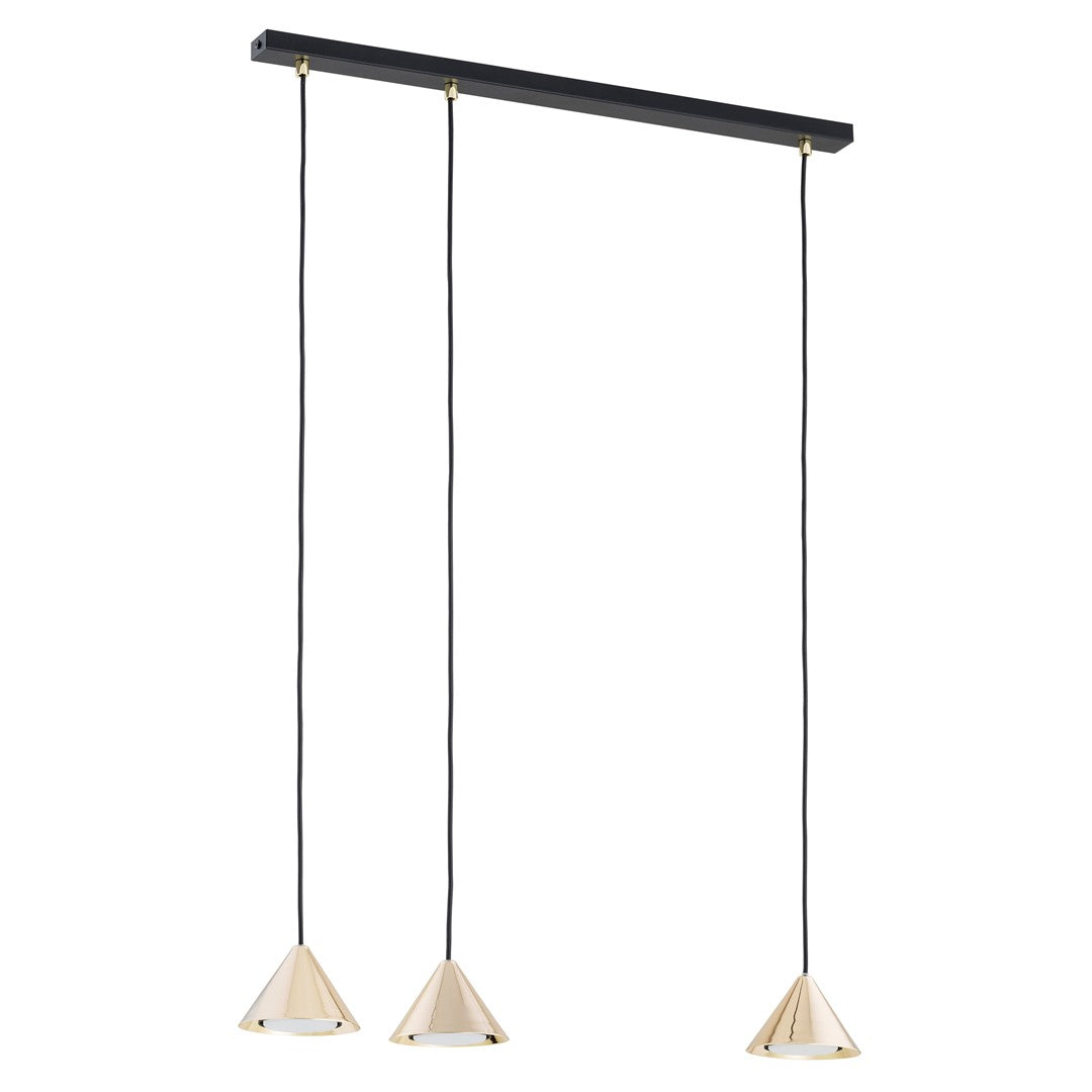 Suspension Fredarn 3 lumières noire et dorée